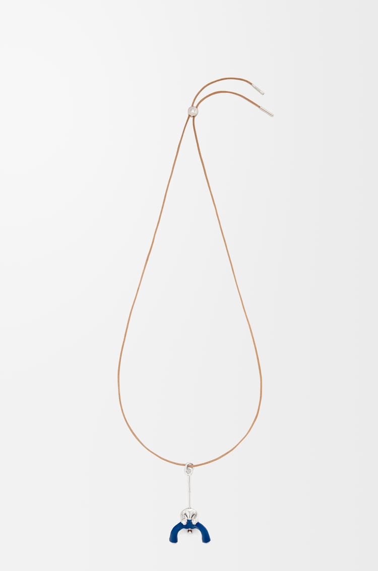 LOEWE Seated Acrobat pendant in sterling silver and crystals Silver/Blue