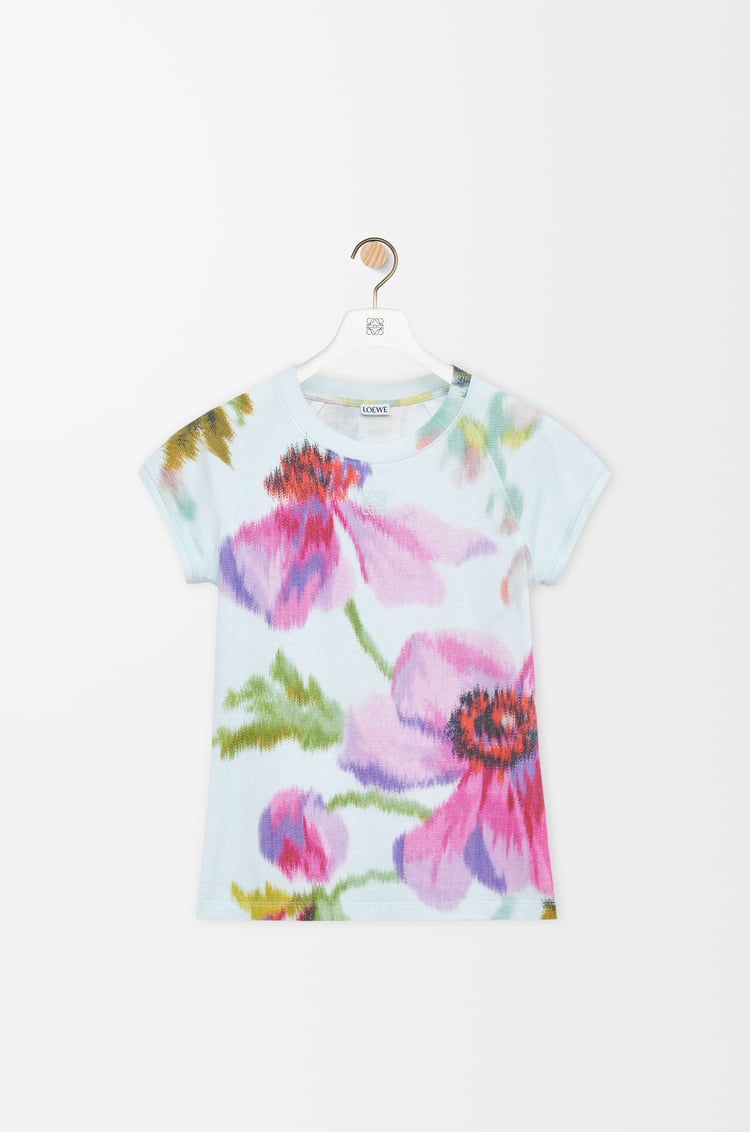 LOEWE Small fit t-shirt in cotton blend Light Blue/Multicolor