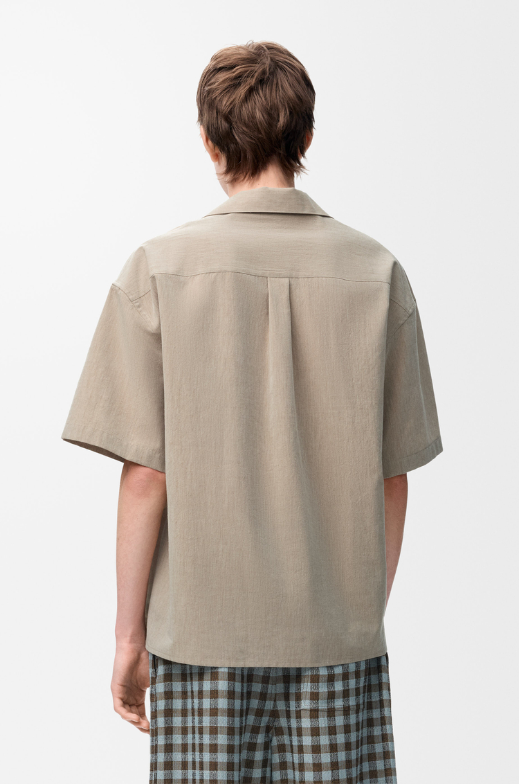 LOEWE Short sleeve shirt in wool and cotton Beige