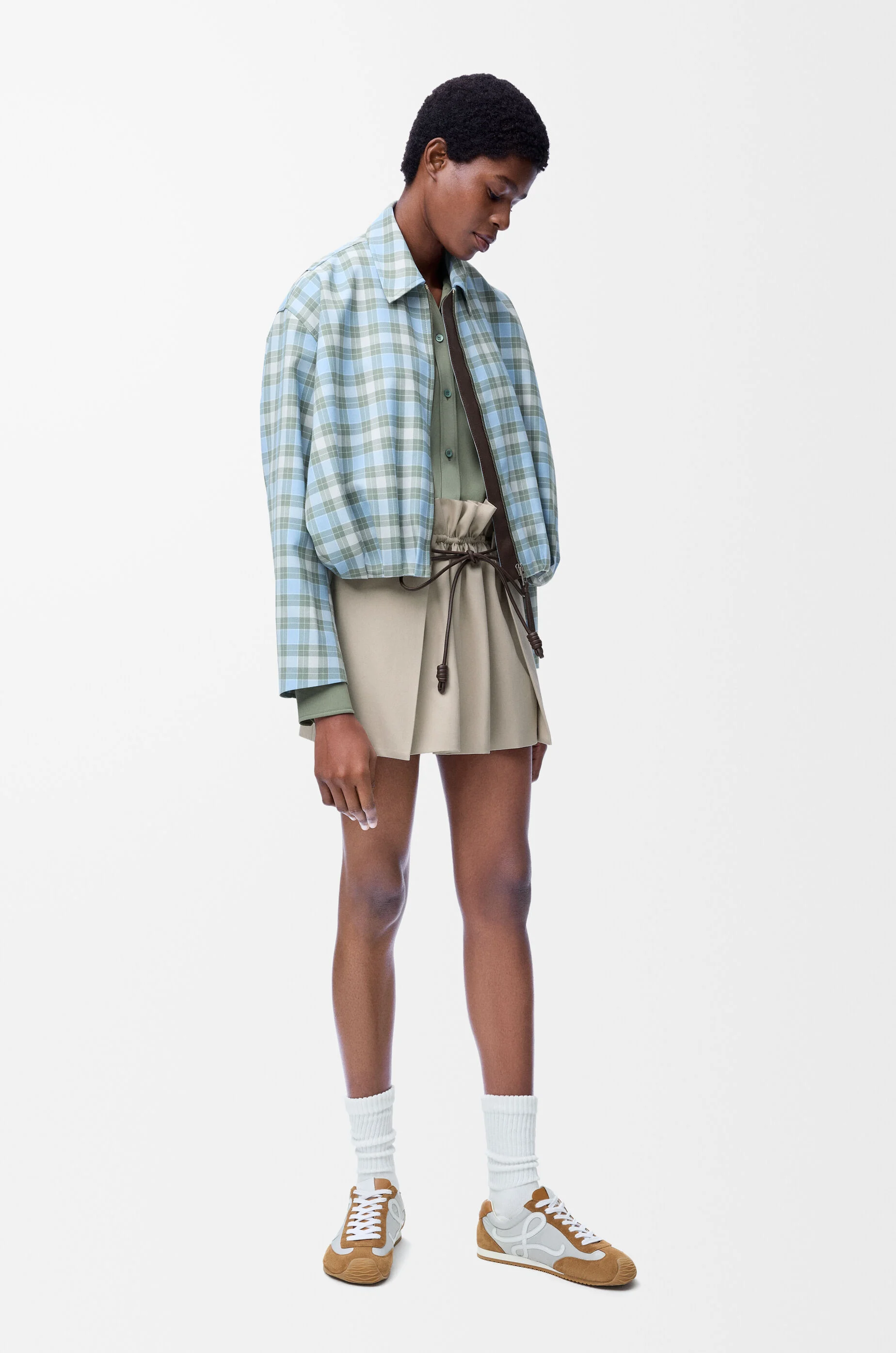 Mini skirt in cotton and silk Beige - LOEWE