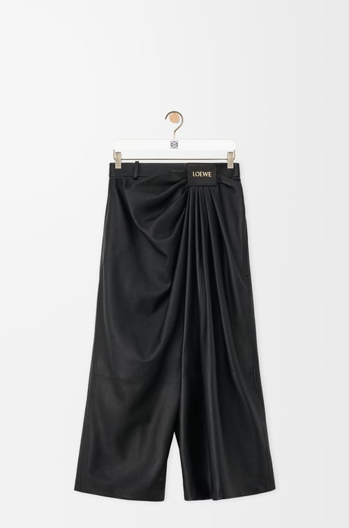 LOEWE Cropped draped trousers in nappa lambskin Black plp_rd