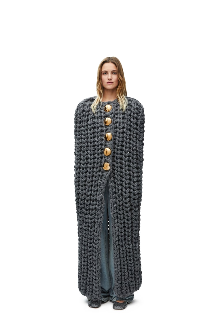 LOEWE Long cape in wool Anthracite