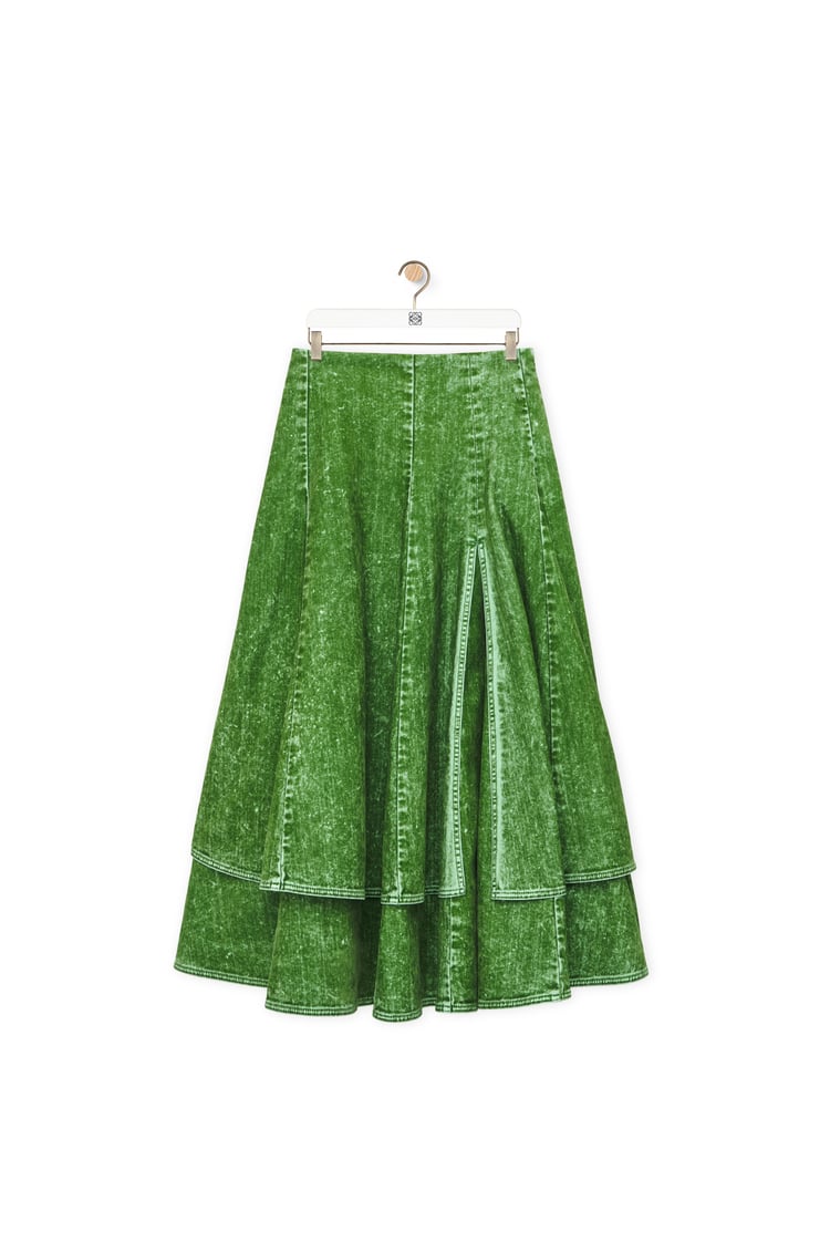 LOEWE Double layer skirt in denim Grass