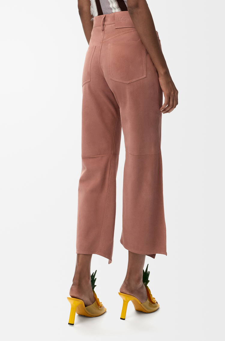 LOEWE 绒面羊皮革长裤 淡粉色