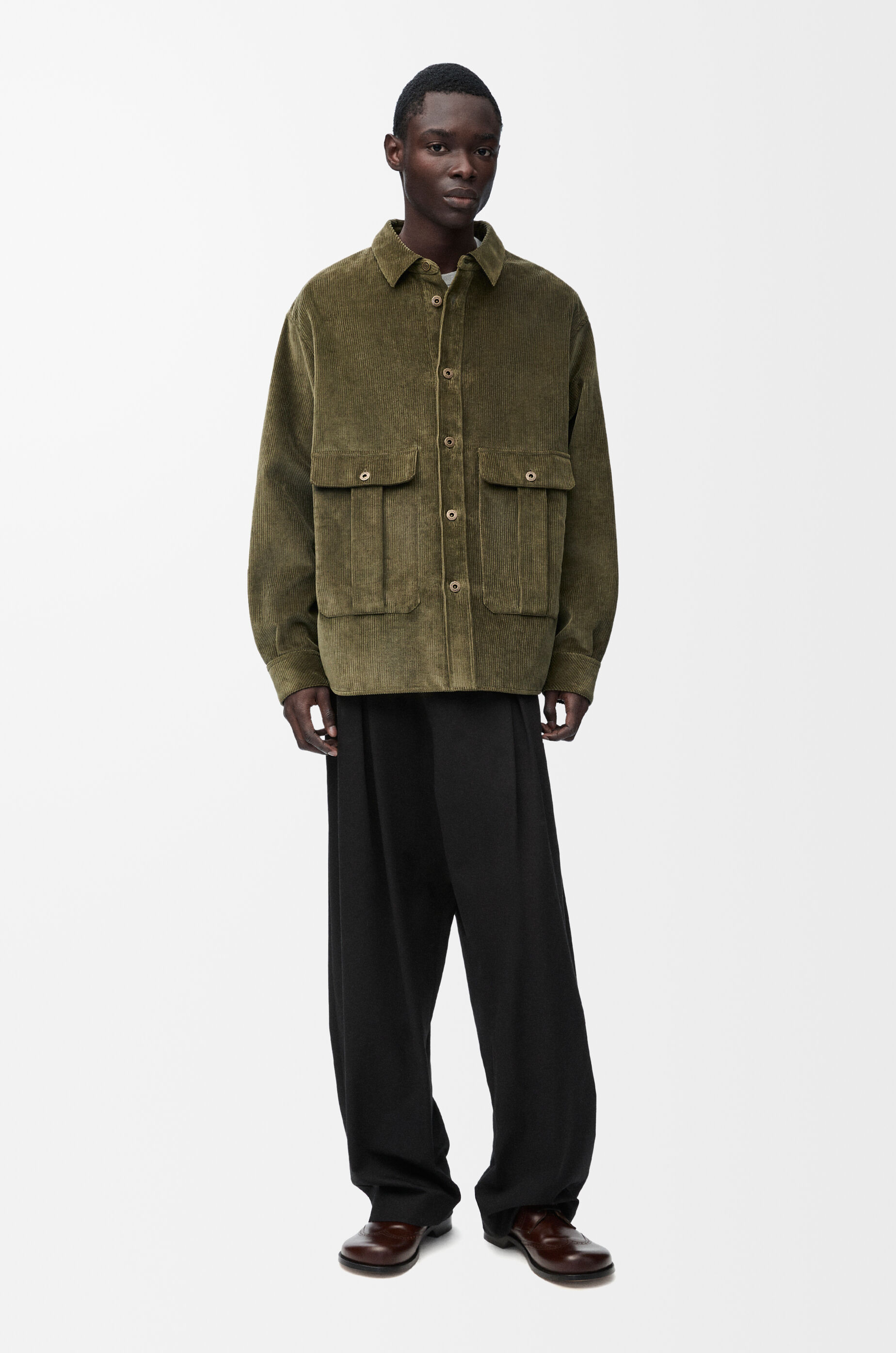 オーバーシャツ（コットン&カシミヤ） カーキグリーン - LOEWE