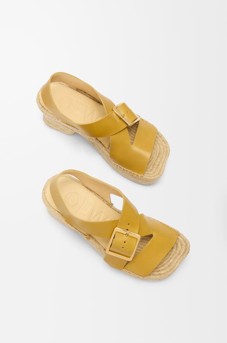 LOEWE Petal espadrille platform sandal in vegetable-tanned calfskin Ochre