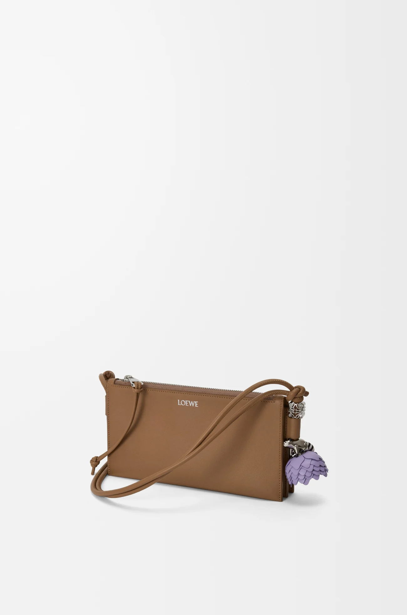 LOEWE Small flower charm in calfskin Mauve