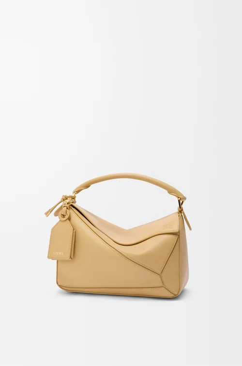 LOEWE Small Featherlight Puzzle bag in nappa lambskin Dark Butter