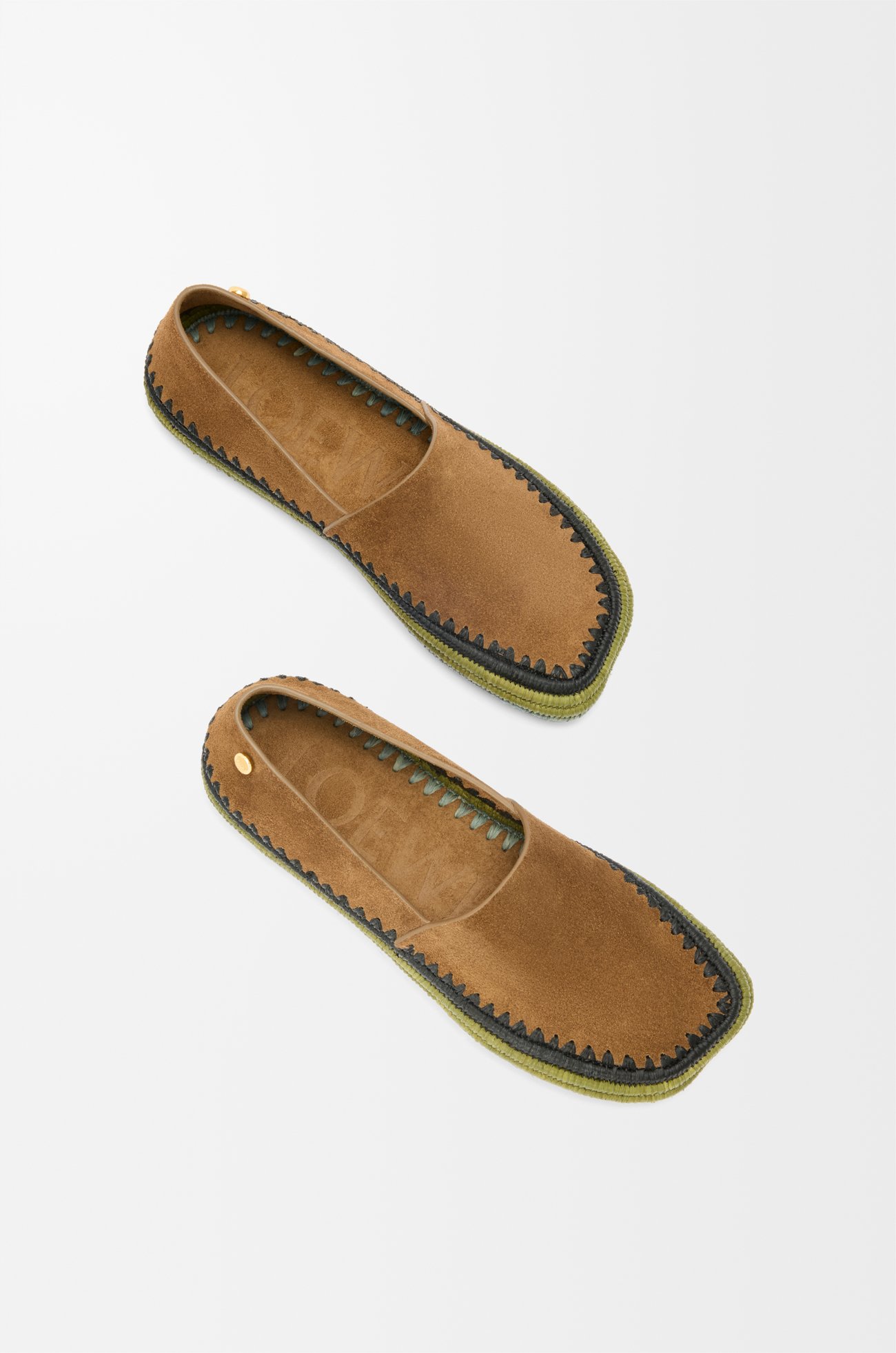 LOEWE Rio slipper in suede and raffia Brown