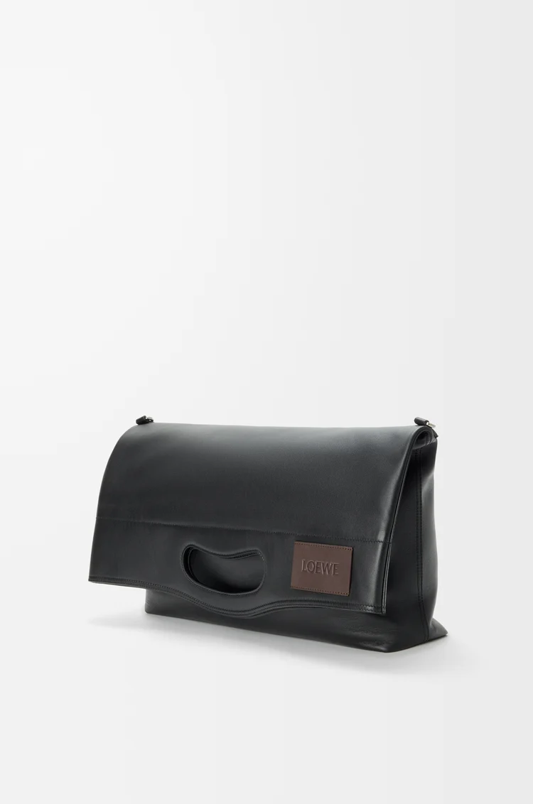 LOEWE 亮面柔软牛皮革 Bob 折叠托特手袋 黑色