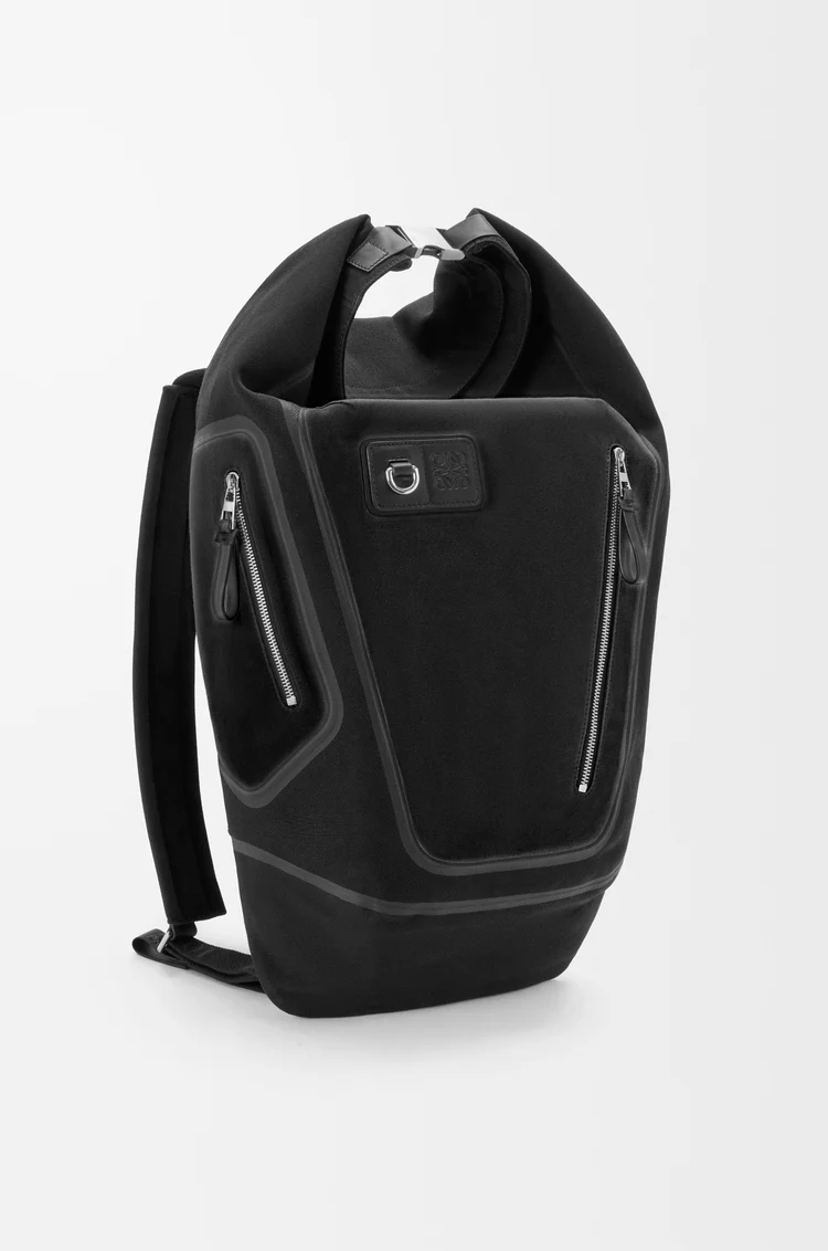LOEWE Flex roll-top backpack in canvas and suede Black