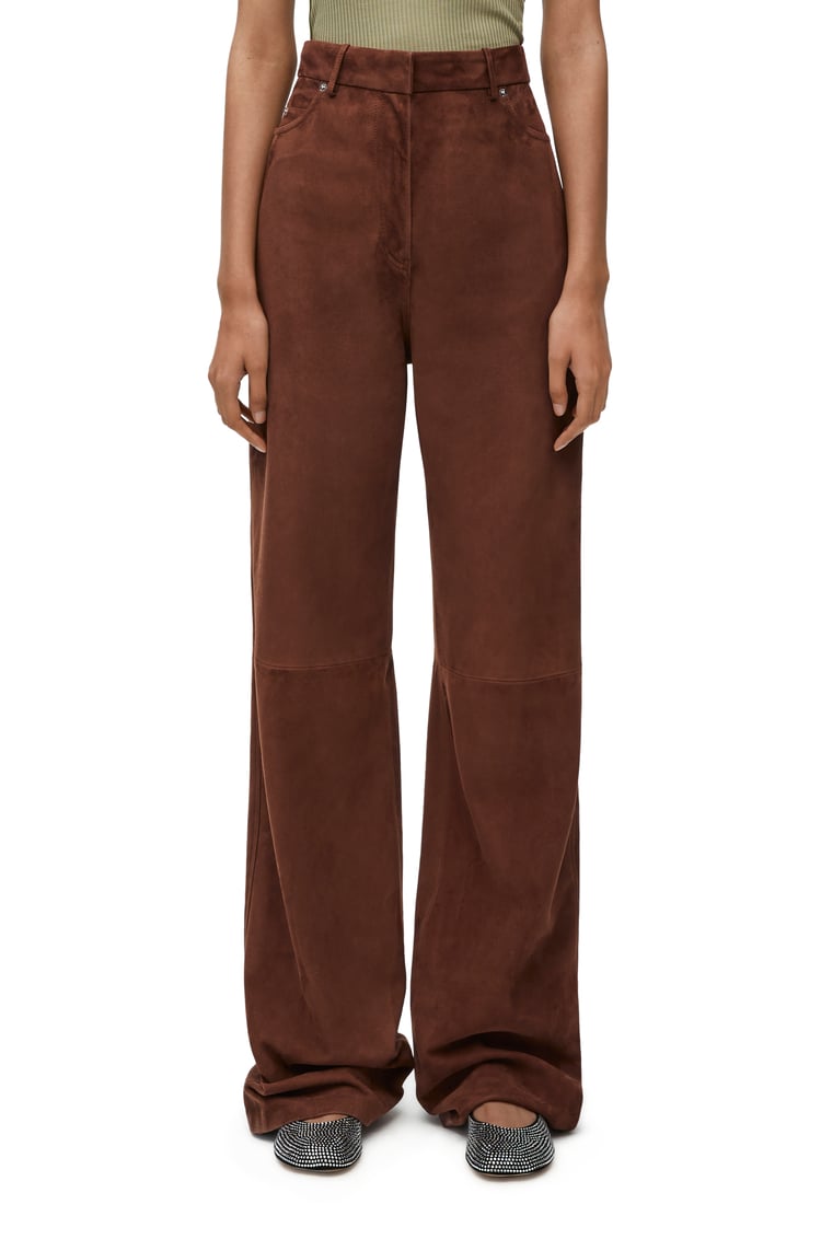 LOEWE High waisted trousers in suede 石頭灰
