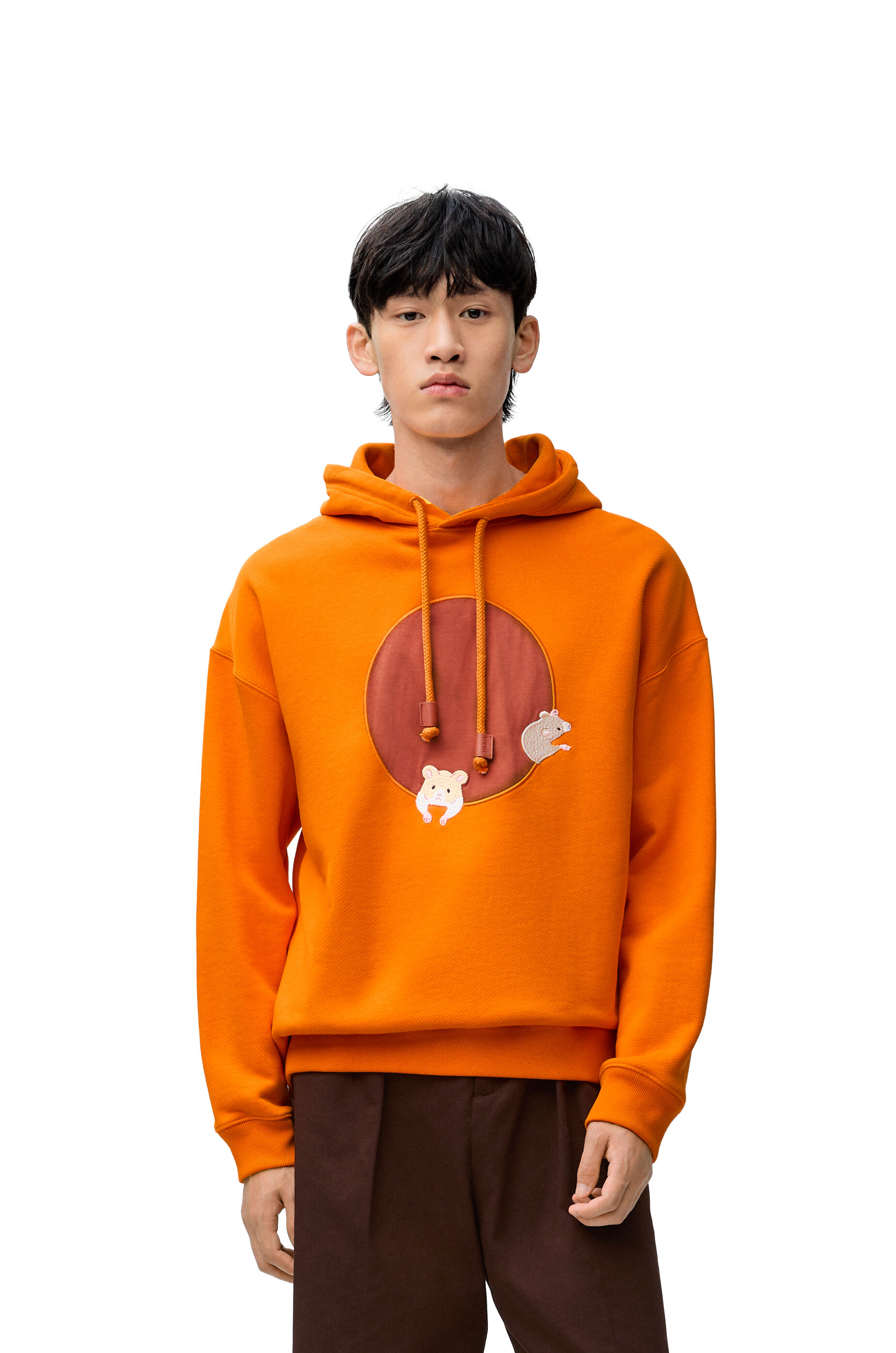 Loewe Men s Relaxed Fit Hoodie in Cotton Orange Hoodies