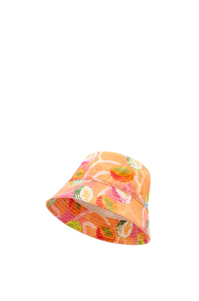 LOEWE Sombrero de pescador en lona y piel de ternera con tapabotellas Naranja plp_rd