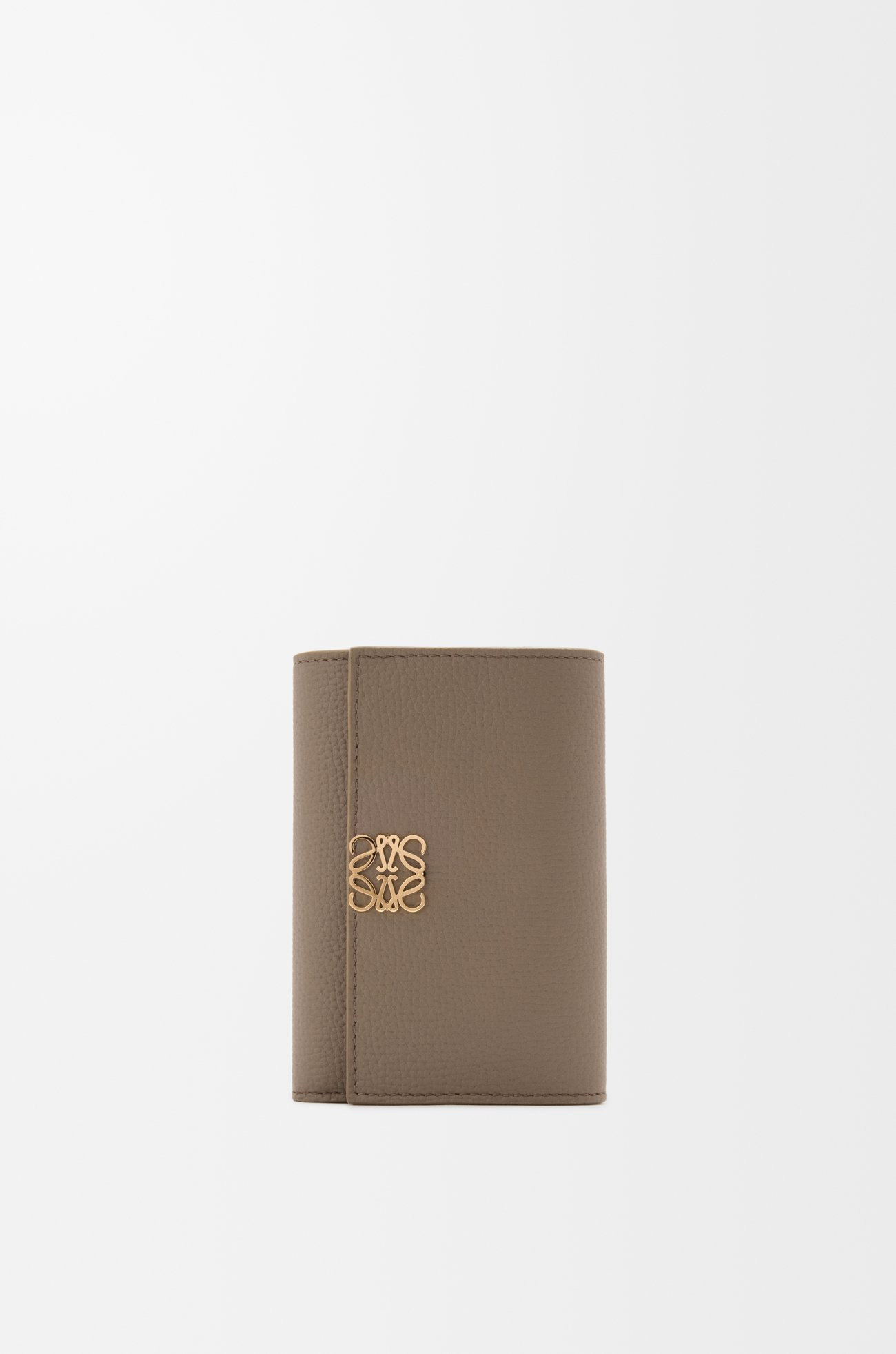 LOEWE Anagram small vertical wallet in pebble grained calfskin Taupe