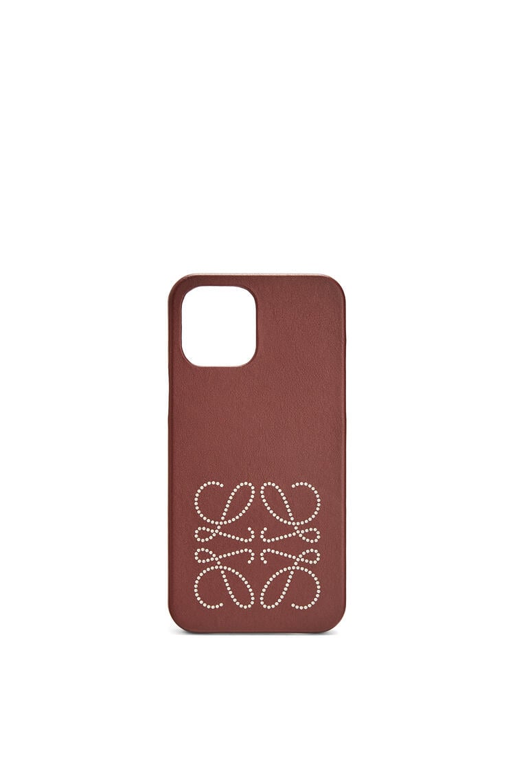 LOEWE Brand phone cover in calfskin for iPhone 12 Pro Max Berry pdp_rd