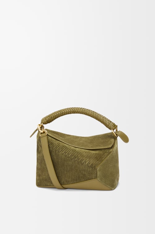 LOEWE パズルバッグ スモール（スエード） オータムグリーン plp_rd