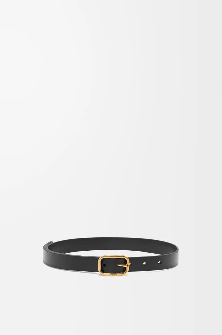 LOEWE 经典牛皮革柔软腰带  黑色/金色