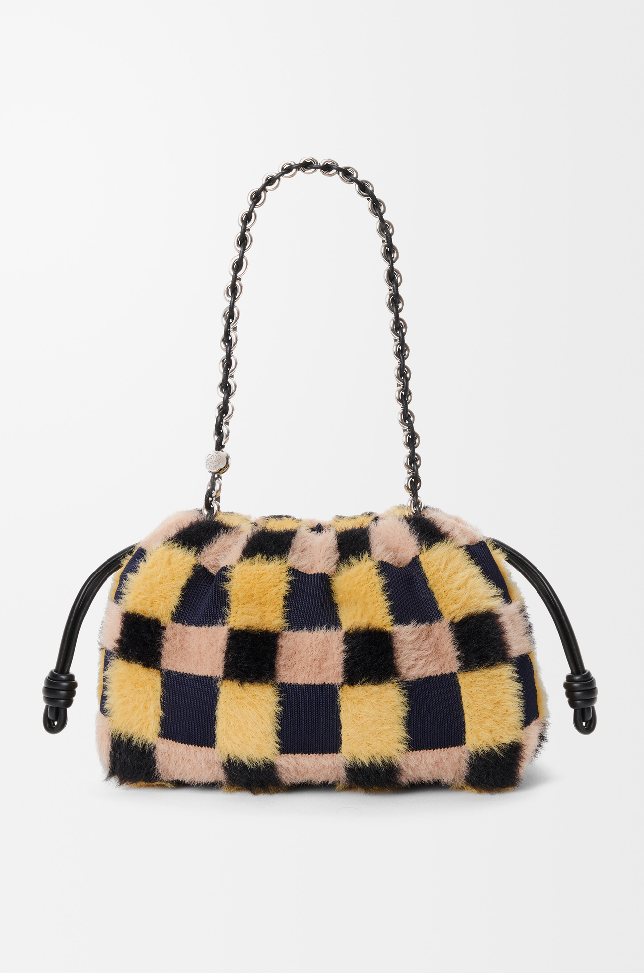 LOEWE Borsa Flamenco Purse media in maglia jacquard Blu Navy Intenso Multicolore