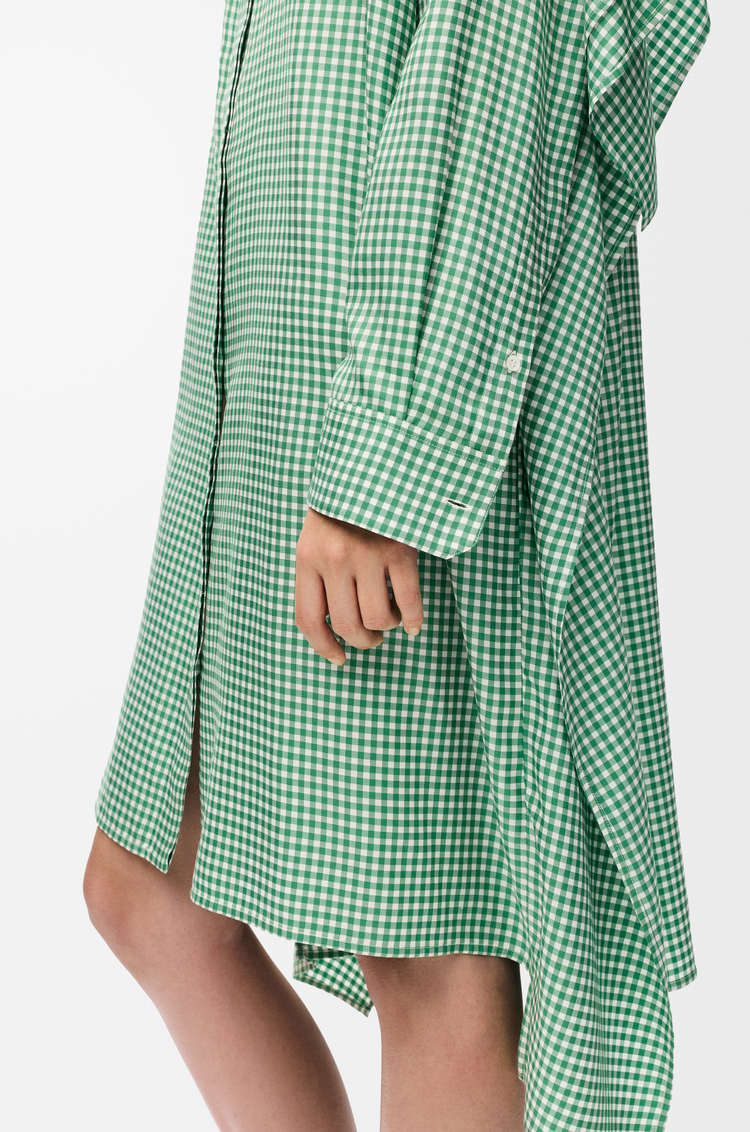 LOEWE Vestido tipo capa en seda Verde/Blanco