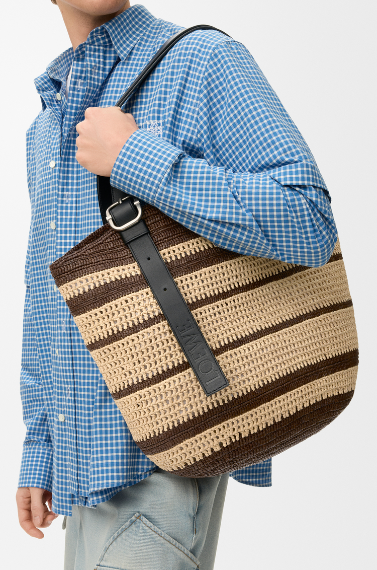 LOEWE Bolso capazo Loop en rafia Chocolate/Natural
