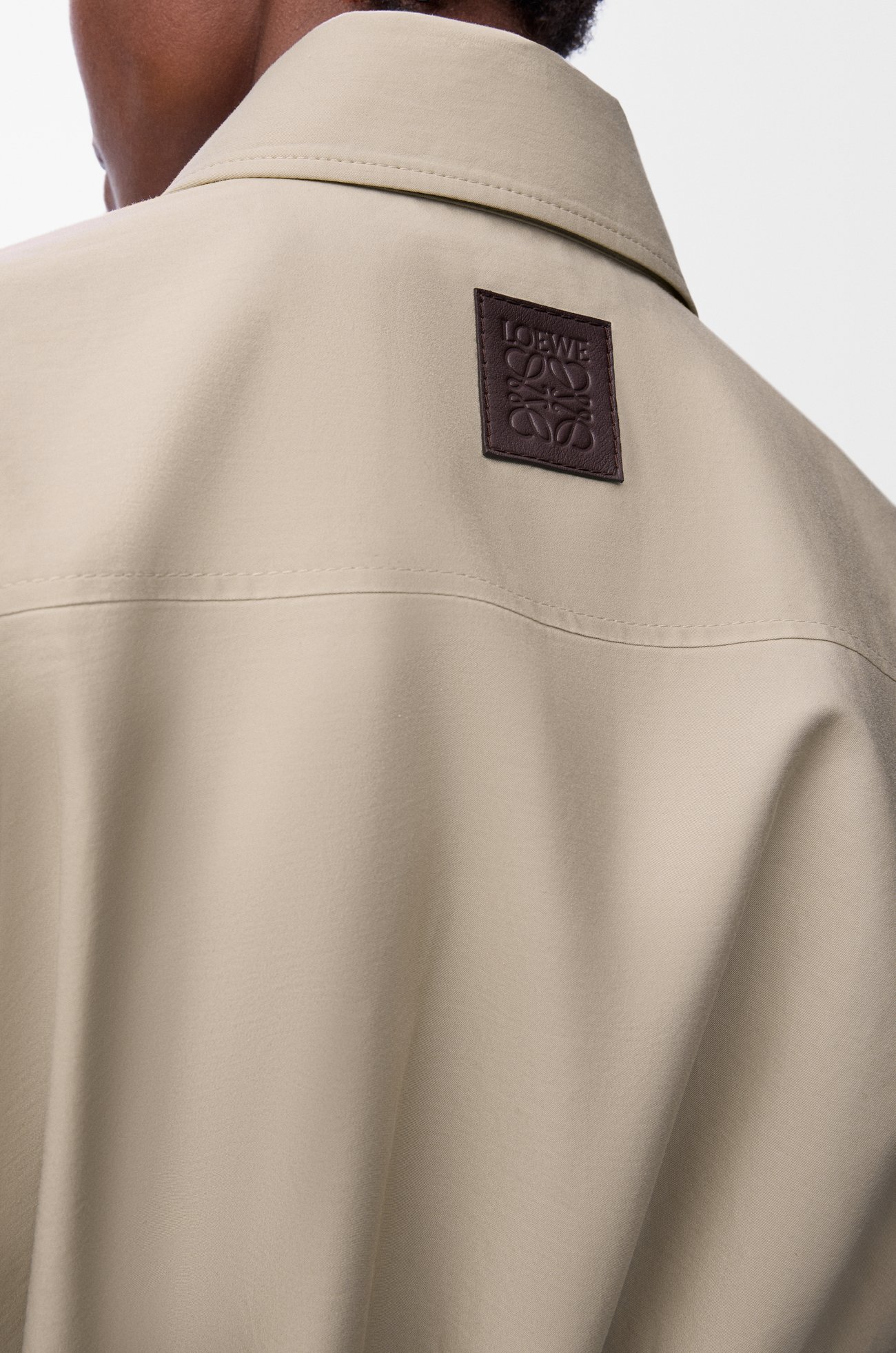 LOEWE Short sleeve dress in cotton and silk Beige