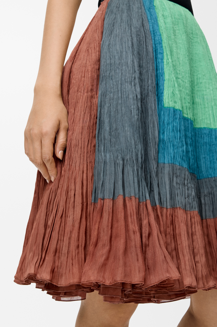 LOEWE Skirt in silk blend Caramel/Bright Green