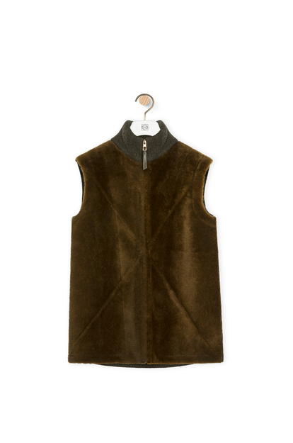 LOEWE Puzzle Fold vest in shearling and wool Tea Dust Glaze