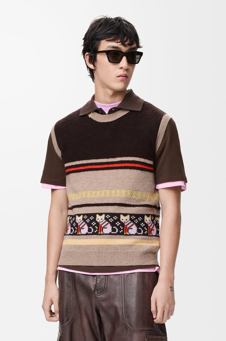 LOEWE Vest in wool and cashmere Beige/Multicolor