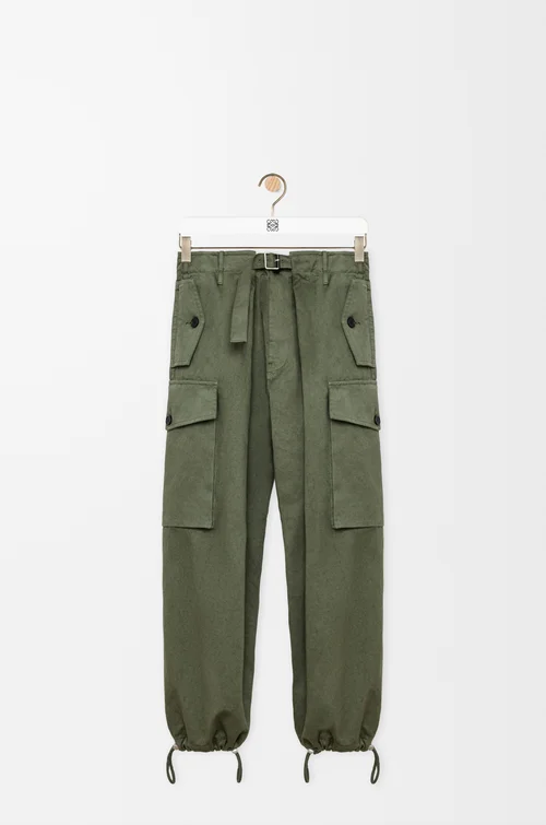 LOEWE Pantalón cargo en algodón Verde Caqui
