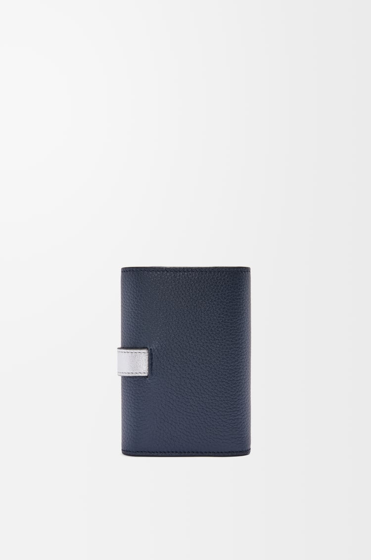 LOEWE Cartera vertical pequeña en piel de ternera Azul Marino Oscuro/Plateado