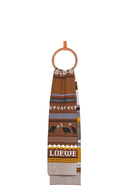 LOEWE Bufanda en lana Marrón/Multicolor