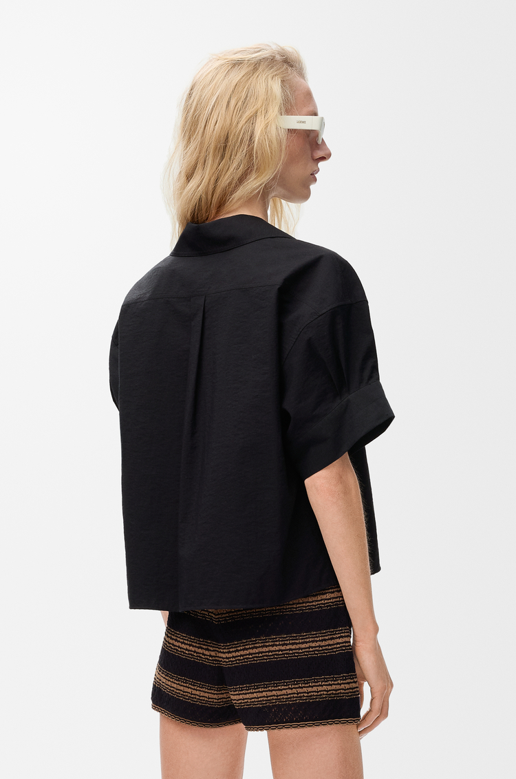 LOEWE 棉质混纺短袖衬衫 黑色