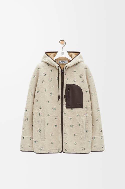 LOEWE Hooded jacket in shearling White