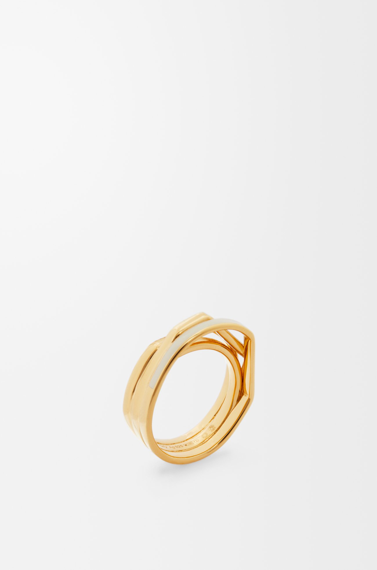 LOEWE Stacked ring in sterling silver and enamel Gold/Ivory
