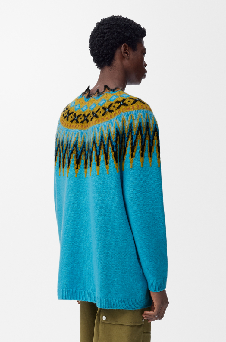 LOEWE Sweater in wool and mohair blend Blue/Multicolor