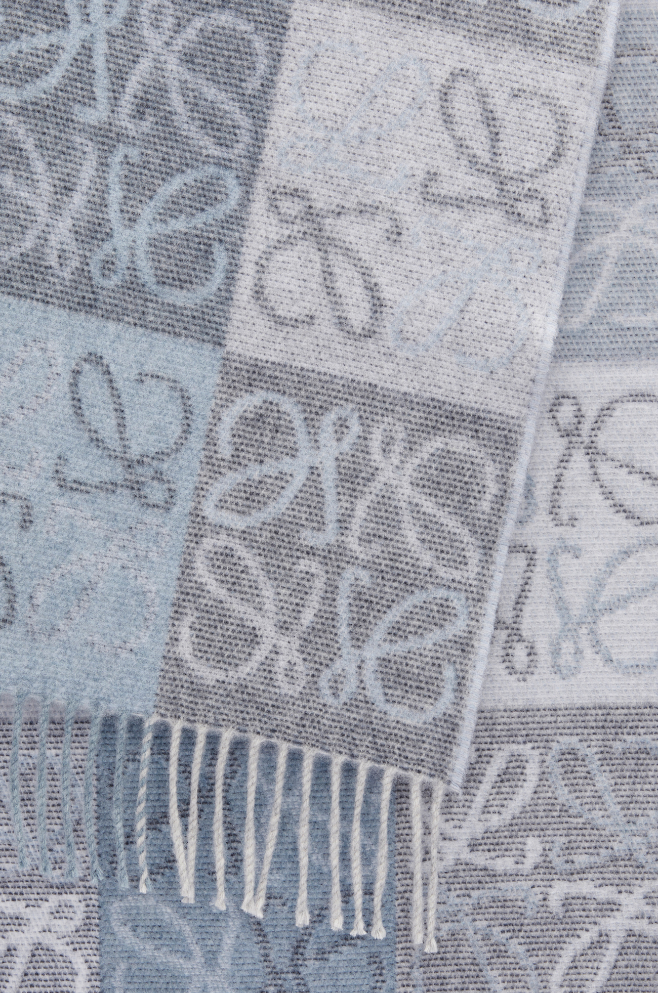LOEWE Scarf in wool and cashmere Blue/White