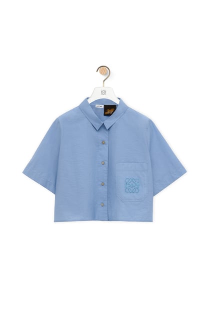 LOEWE Camisa cropped en mezcla de algodón Azul Alba plp_rd
