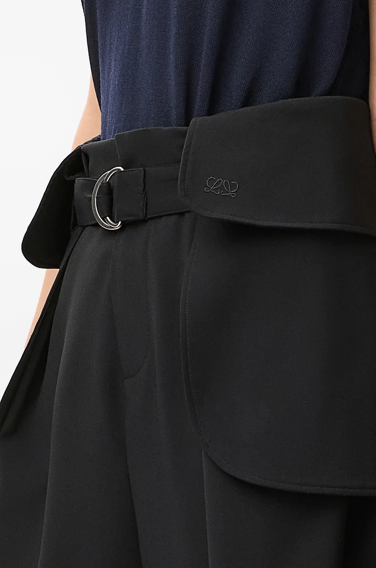 LOEWE 크롭 카고 트라우저 - 울 블랙