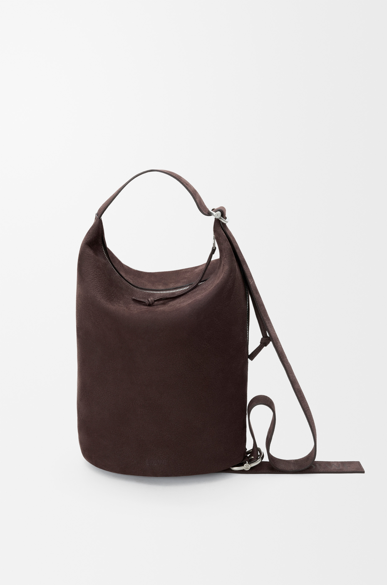 LOEWE Loop bucket in grained nubuck Dark Chestnut