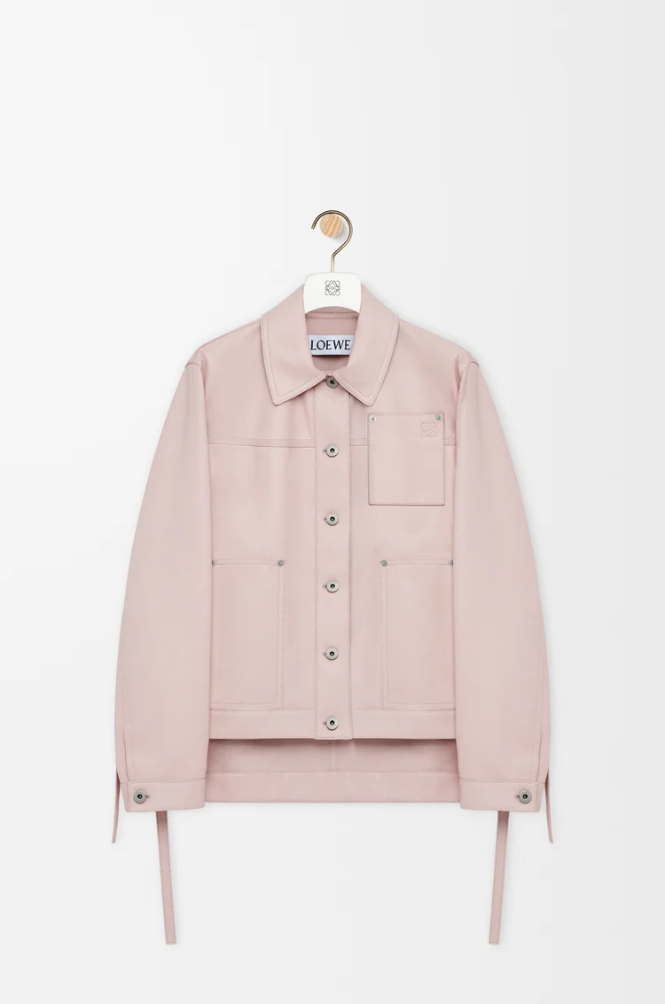 LOEWE Veste utilitaire en cuir d'agneau nappa Rose Clair