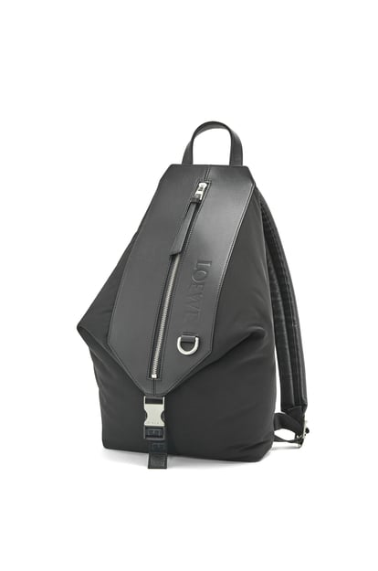 LOEWE Small Convertible backpack in nylon and calfskin Black plp_rd