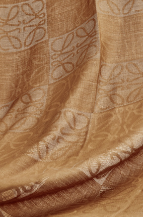 LOEWE Damero scarf in wool, silk and cashmere Camel plp_rd