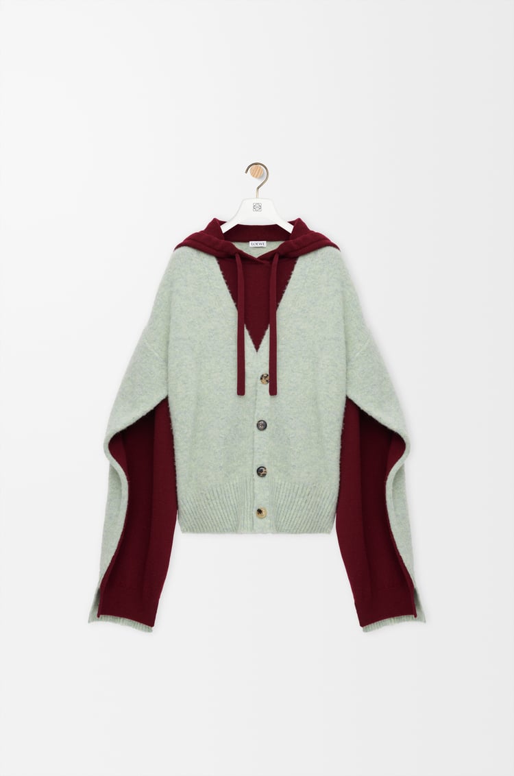 LOEWE Trompe l'oeil sweater in wool Green/Burgundy