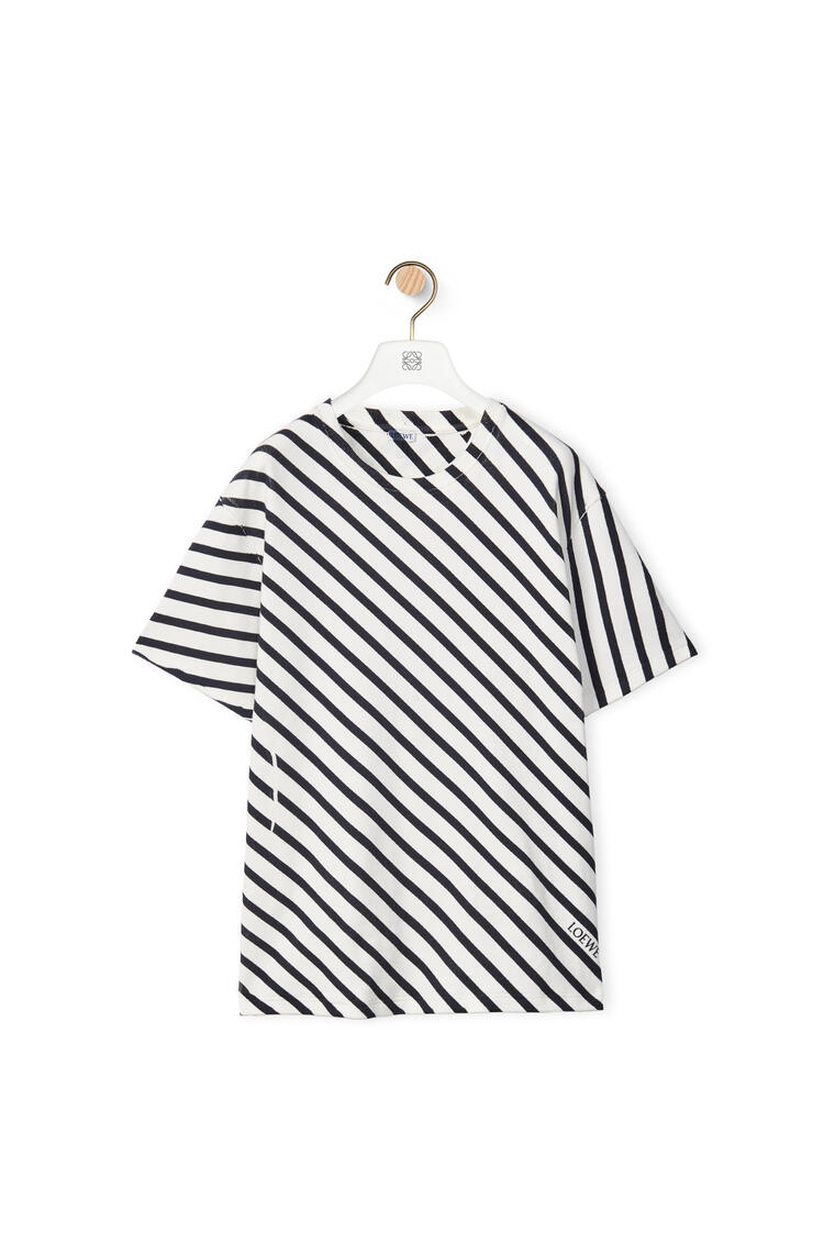 LOEWE Diagonal stripe T-shirt in cotton White/Navy