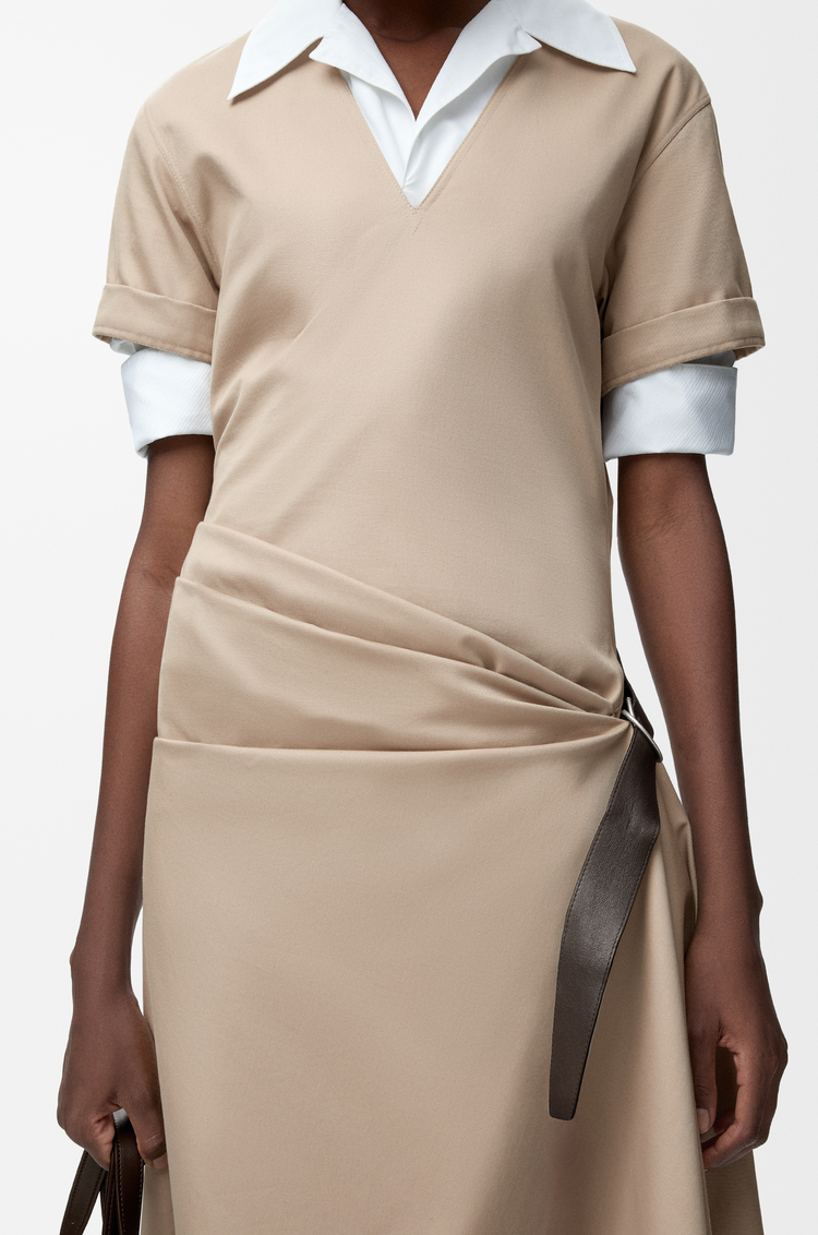 LOEWE 棉质和丝绸腰带连衣裙 米色