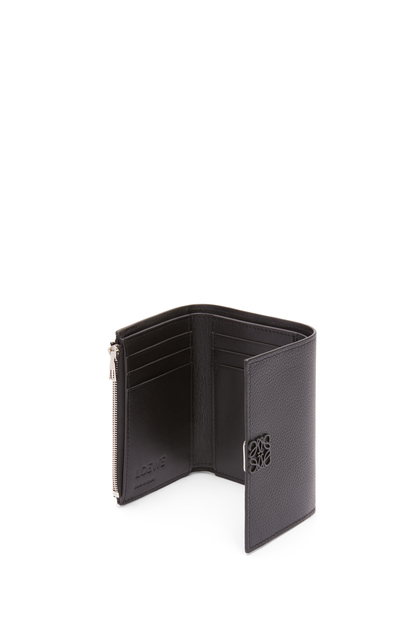 LOEWE Anagram small vertical wallet in pebble grain calfskin Black plp_rd
