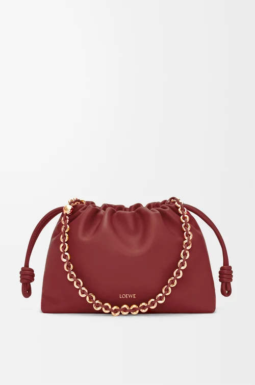 LOEWE Flamenco purse moyen en cuir d'agneau nappa doux Rouge Brûlé