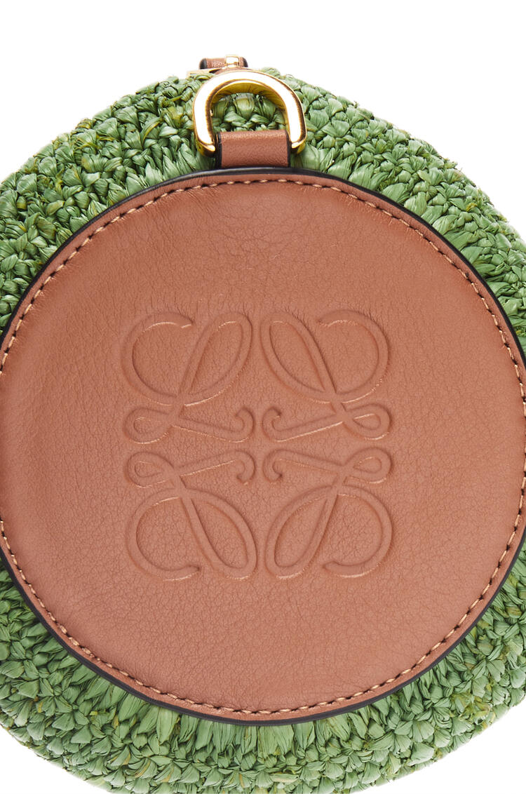 LOEWE Bracelet pouch in raffia and calfskin Green/Tan