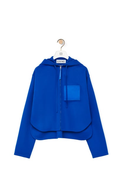 LOEWE Hooded jacket in wool and cashmere Lapis Lazuli